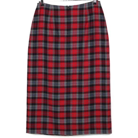 Crazy Horse Liz‎ Claiborne Maxi Long Skirt Red Gray Black Plaid 16 - Picture 2 of 12